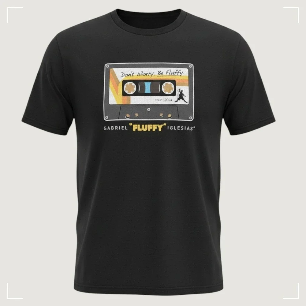 Gabriel Fluffy Iglesias‎ Dont Worry Be Fluffy Tour 2024 Black Graphic T-Shirt